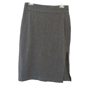 Toad&Co Gray Pencil Knee Skirt Small Women's Slit Cotton Lyocell Comfort Pull-On